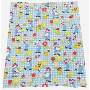Vintage 1970s Raggedy Ann & Andy Quilt Throw 48x41 Bobbs Merrill Co Blanket 70s